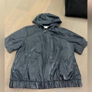 Black Hooded short sleeve zip up Jacket